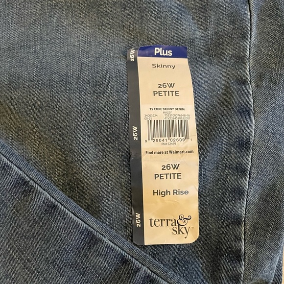 Terra & Sky Blue Women's Skinny Jeans Petite Plus Size 26W Stretchy - Picture 4 of 9
